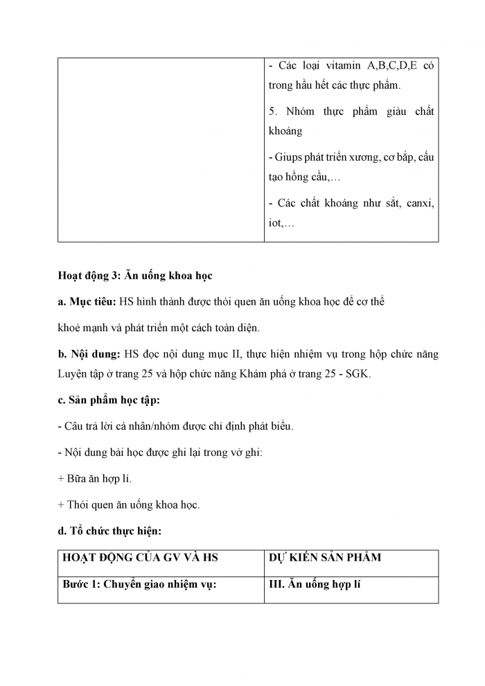 Giáo án và PPT Công nghệ 6 kết nối Bài 4: Thực phẩm và dinh dưỡng