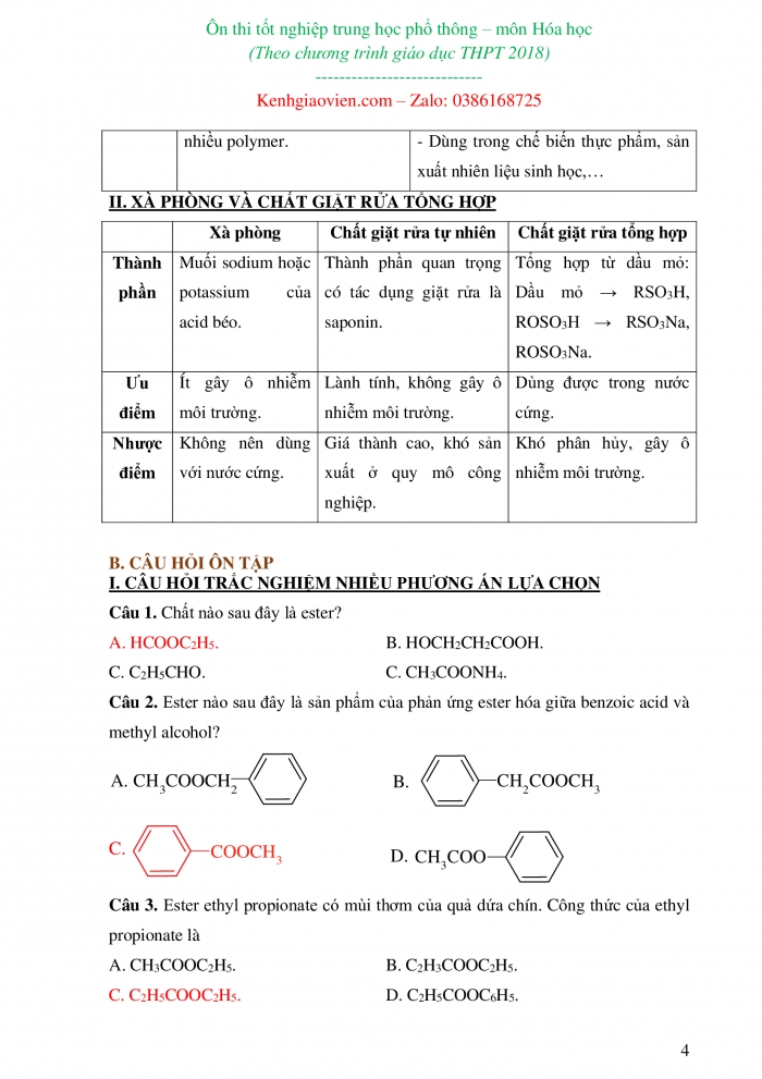 Ôn thi tốt nghiệp THPT quốc gia môn Hoá học