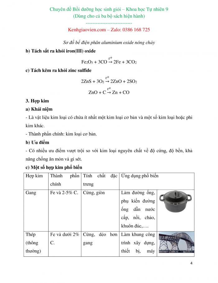 Giáo án bồi dưỡng học sinh giỏi Hoá học 9