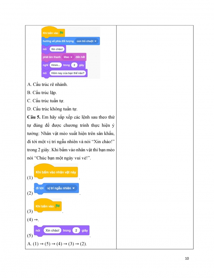 Giáo án và PPT Tin học 5 Kết nối bài 10: Cấu trúc tuần tự