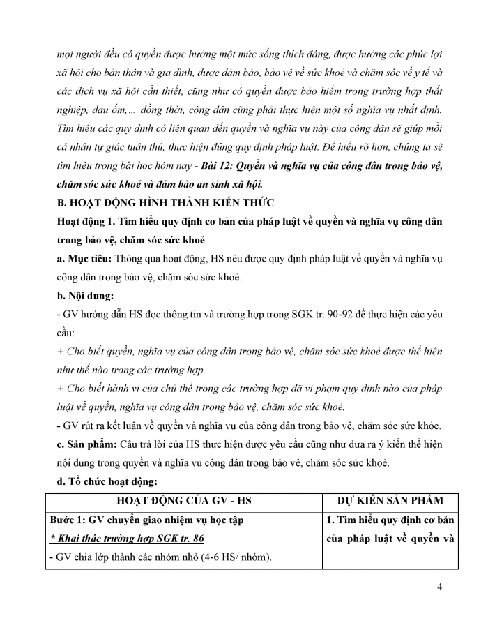 Giáo án và PPT Kinh tế pháp luật 12 chân trời bài 12: Quyền và nghĩa vụ của công dân trong bảo vệ, chăm sóc sức khoẻ và đảm bảo an sinh xã hội