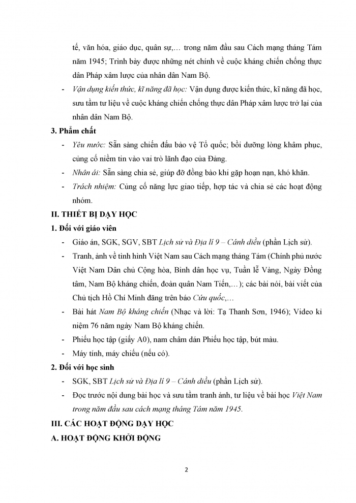 Giáo án và PPT Lịch sử 9 cánh diều bài 12: Việt Nam trong những năm đầu sau Cách mạng tháng Tám năm 1945