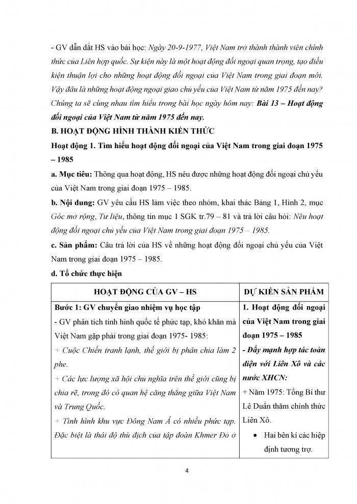 Giáo án và PPT Lịch sử 12 cánh diều bài 13: Hoạt động đối ngoại của Việt Nam từ năm 1975 đến nay