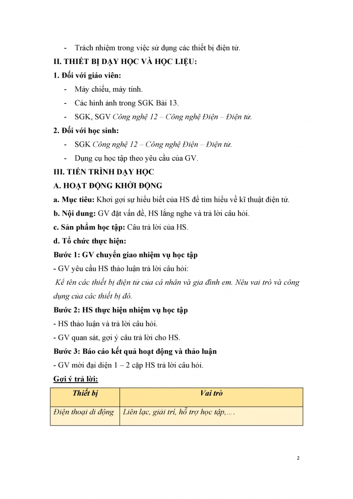 Giáo án và PPT công nghệ 12 điện - điện tử Cánh diều bài 13: Khái quát về kĩ thuật điện tử