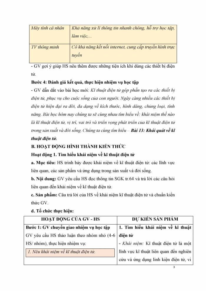 Giáo án và PPT công nghệ 12 điện - điện tử Cánh diều bài 13: Khái quát về kĩ thuật điện tử