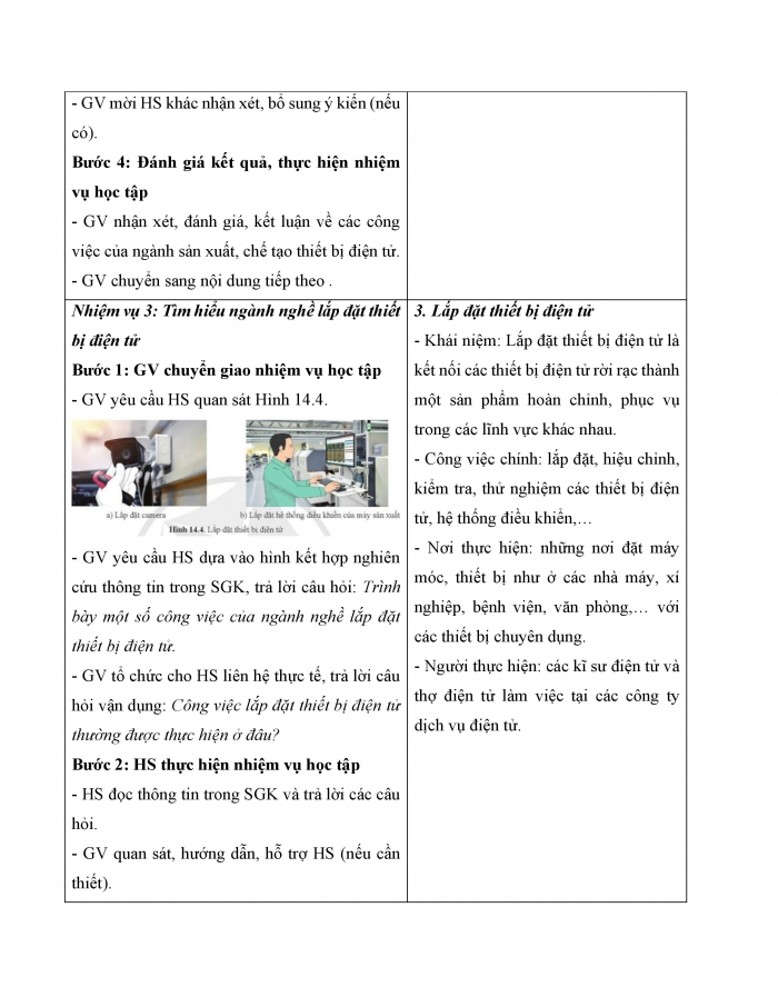 Giáo án và PPT công nghệ 12 điện - điện tử Cánh diều bài 14: Một số ngành nghề thuộc lĩnh vực kĩ thuật điện tử