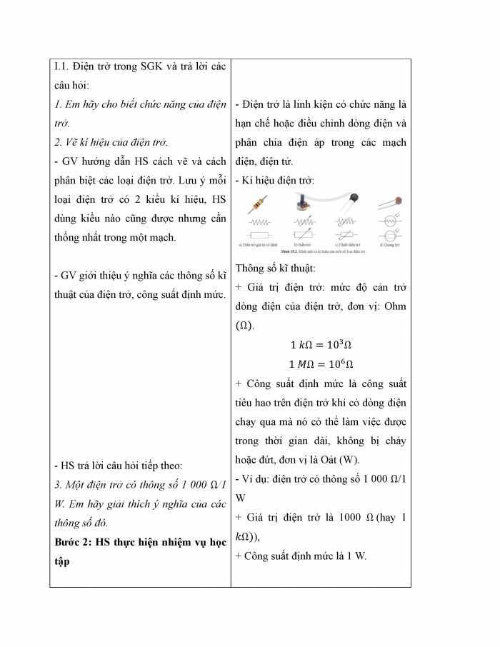 Giáo án và PPT công nghệ 12 điện - điện tử Cánh diều bài 15: Một số linh kiện điện tử phổ biến