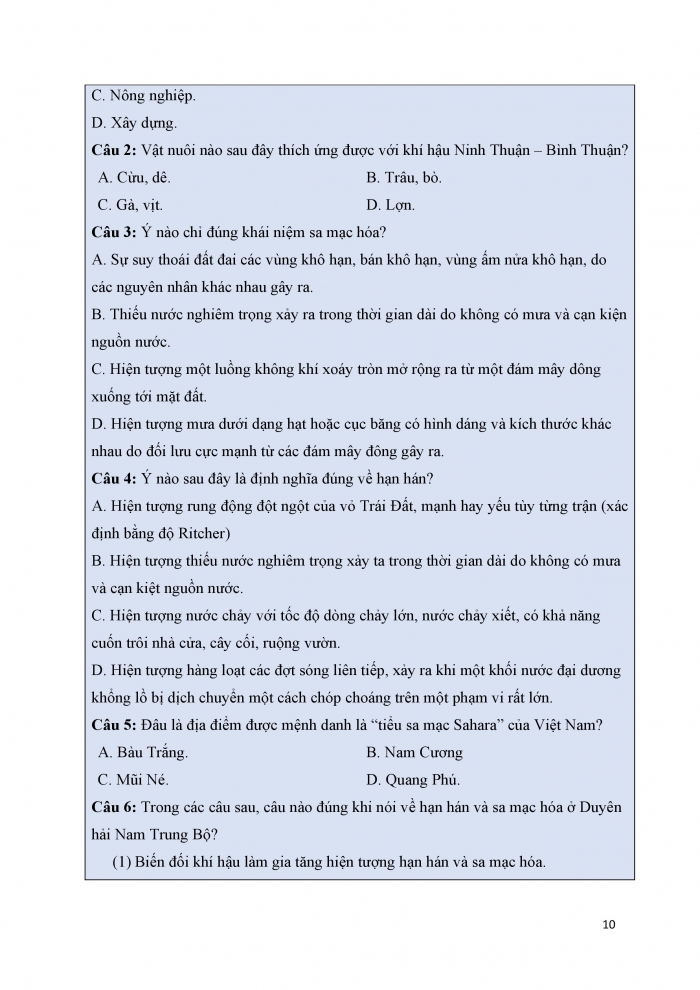 Giáo án và PPT Địa lí 9 kết nối bài 16: Thực hành Phân tích ảnh hưởng của hạn hán và sa mạc hóa đối với phát triển kinh tế - xã hội ở vùng khô hạn Ninh Thuận – Bình Thuận