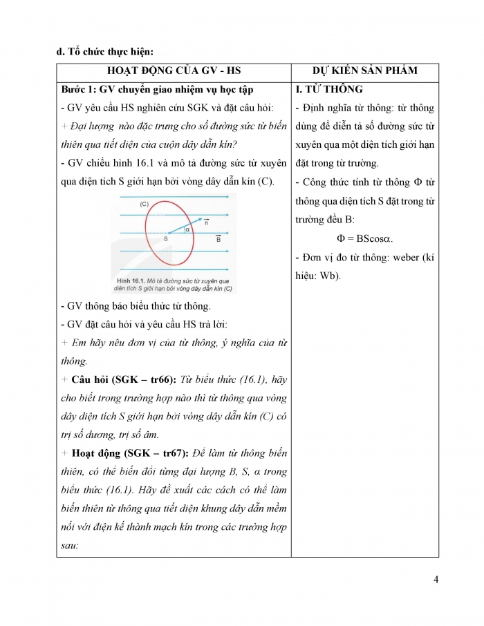 Giáo án và PPT Vật lí 12 kết nối bài 16: Từ thông. Hiện tượng cảm ứng điện từ