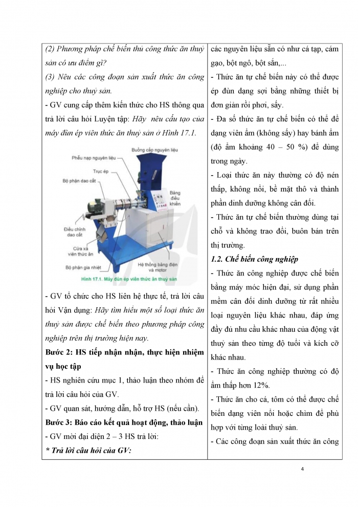 Giáo án và PPT công nghệ 12 lâm nghiệp thủy sản Cánh diều bài 17: Chế biến và bảo quản thức ăn thủy sản