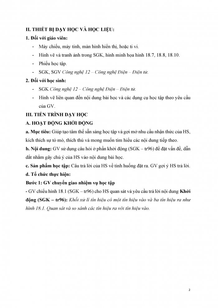 Giáo án và PPT công nghệ 12 điện - điện tử Kết nối bài 18: Giới thiệu về điện tử tương tự