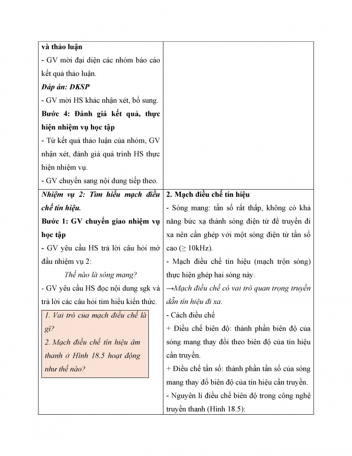 Giáo án và PPT công nghệ 12 điện - điện tử Cánh diều bài 18: Mạch xử lí tín hiệu tương tự