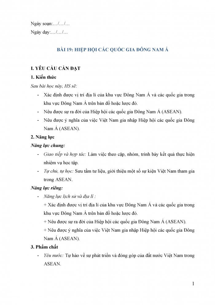 Giáo án và PPT Lịch sử và Địa lí 5 cánh diều bài 19: Hiệp hội các quốc gia Đông Nam Á
