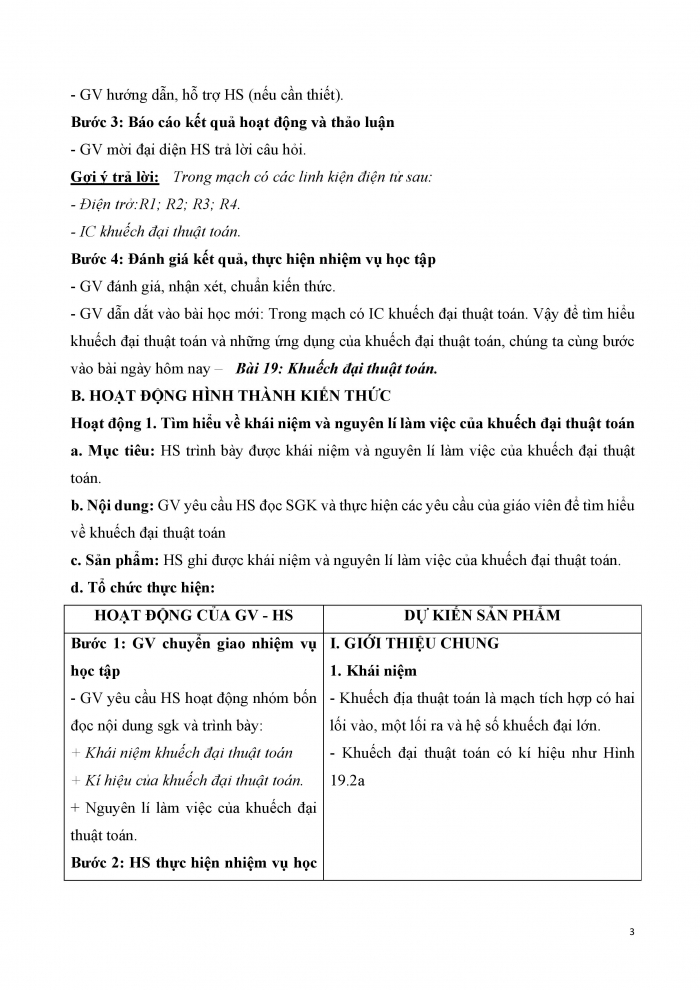 Giáo án và PPT công nghệ 12 điện - điện tử Kết nối bài 19: Khuếch đại thuật toán