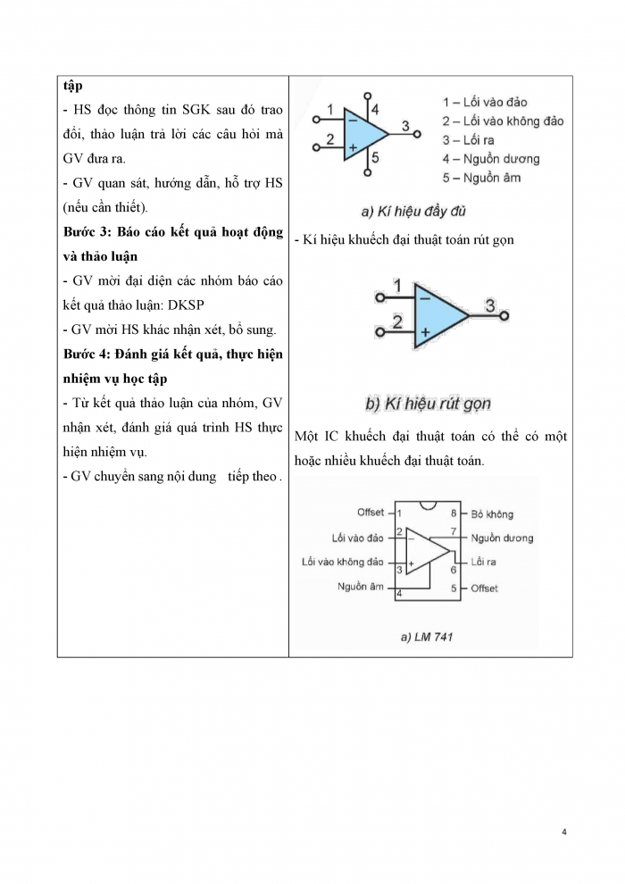 Giáo án và PPT công nghệ 12 điện - điện tử Kết nối bài 19: Khuếch đại thuật toán