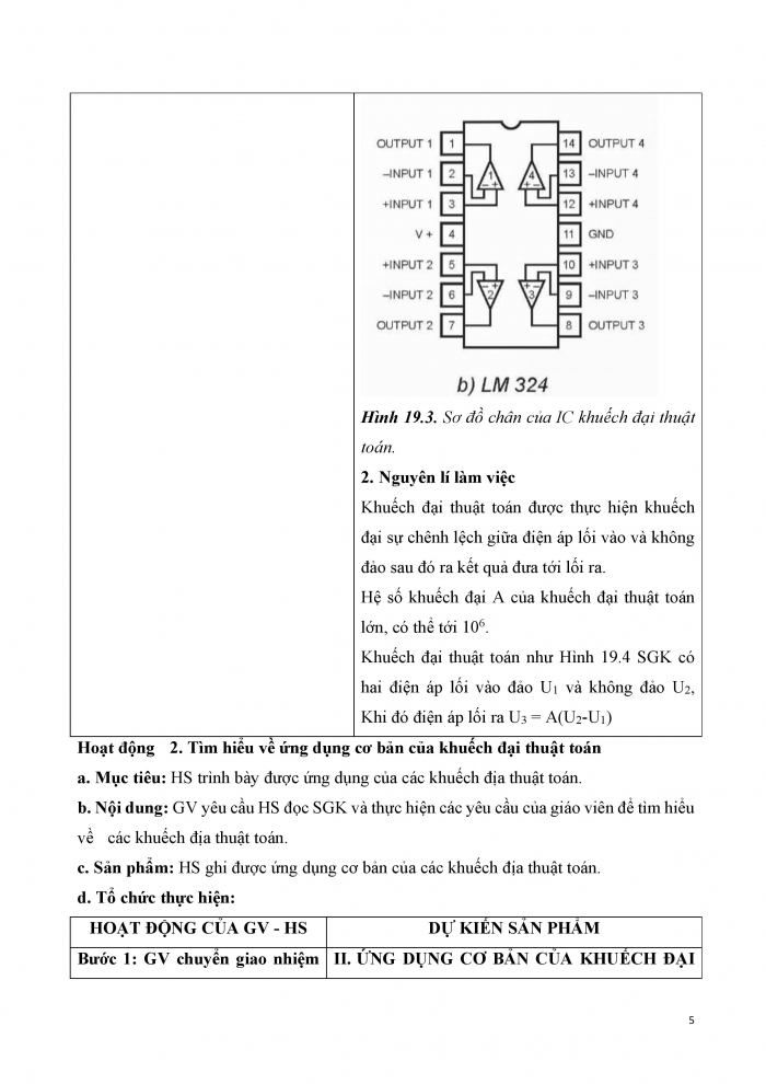 Giáo án và PPT công nghệ 12 điện - điện tử Kết nối bài 19: Khuếch đại thuật toán