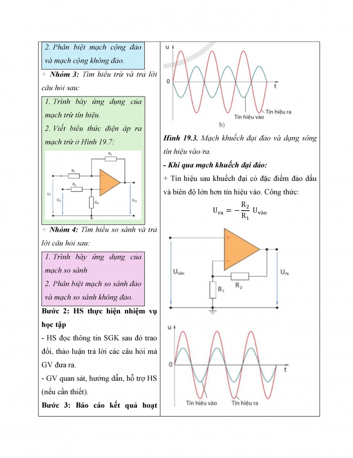 Giáo án và PPT công nghệ 12 điện - điện tử Cánh diều bài 19: Khuếch đại thuật toán