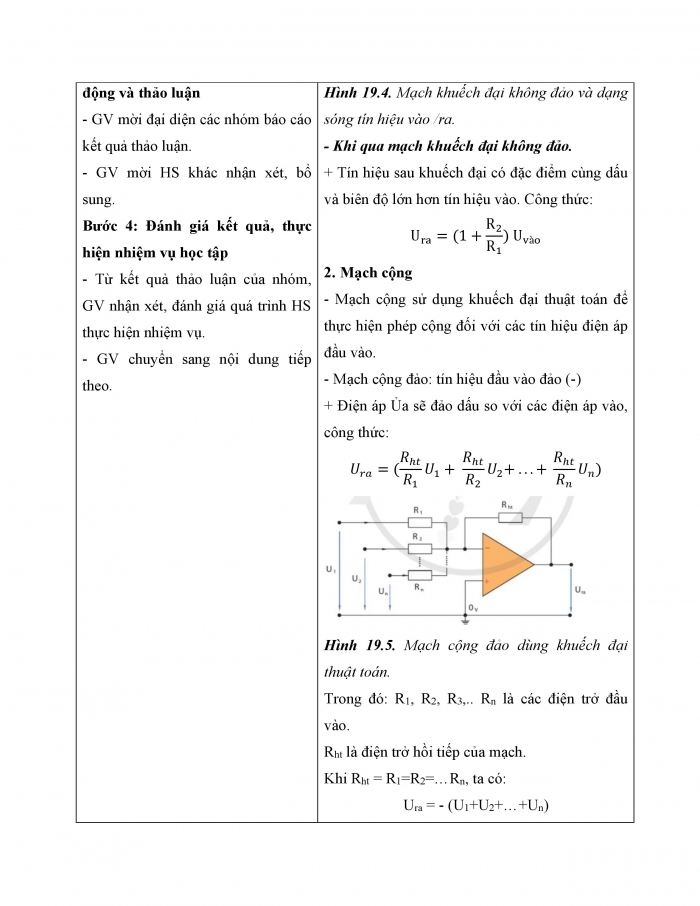 Giáo án và PPT công nghệ 12 điện - điện tử Cánh diều bài 19: Khuếch đại thuật toán