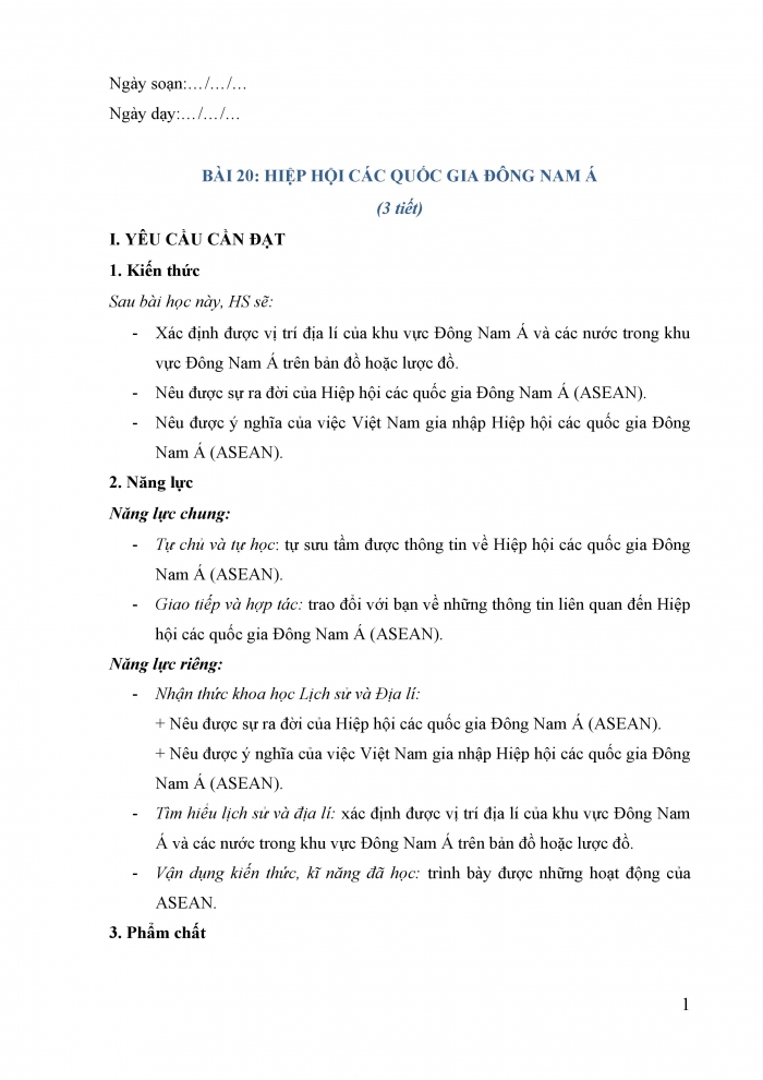 Giáo án và PPT Lịch sử và Địa lí 5 chân trời Bài 20: Hiệp hội các quốc gia Đông Nam Á (ASEAN)