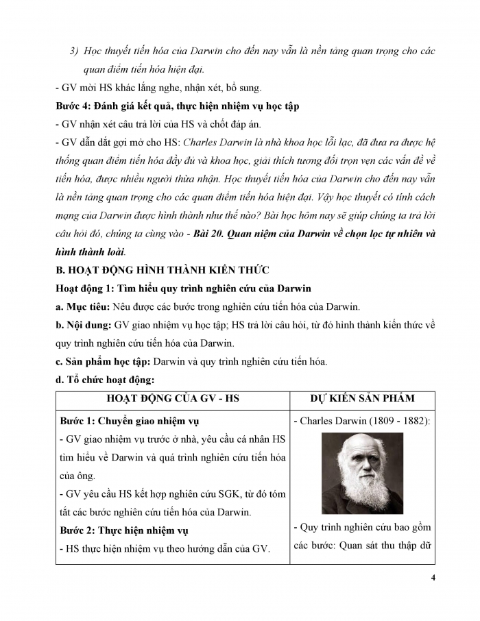 Giáo án và PPT Sinh học 12 kết nối Bài 20: Quan niệm của Darwin về chọn lọc tự nhiên và hình thành loài