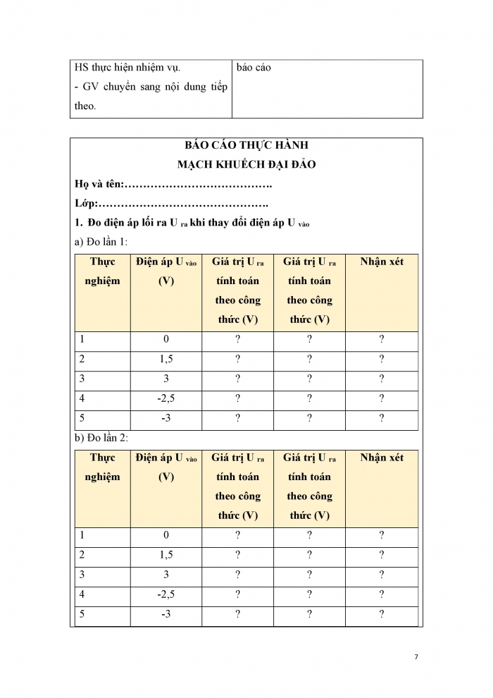 Giáo án và PPT công nghệ 12 điện - điện tử Kết nối bài 20: Thực hành Mạch khuếch đại đảo