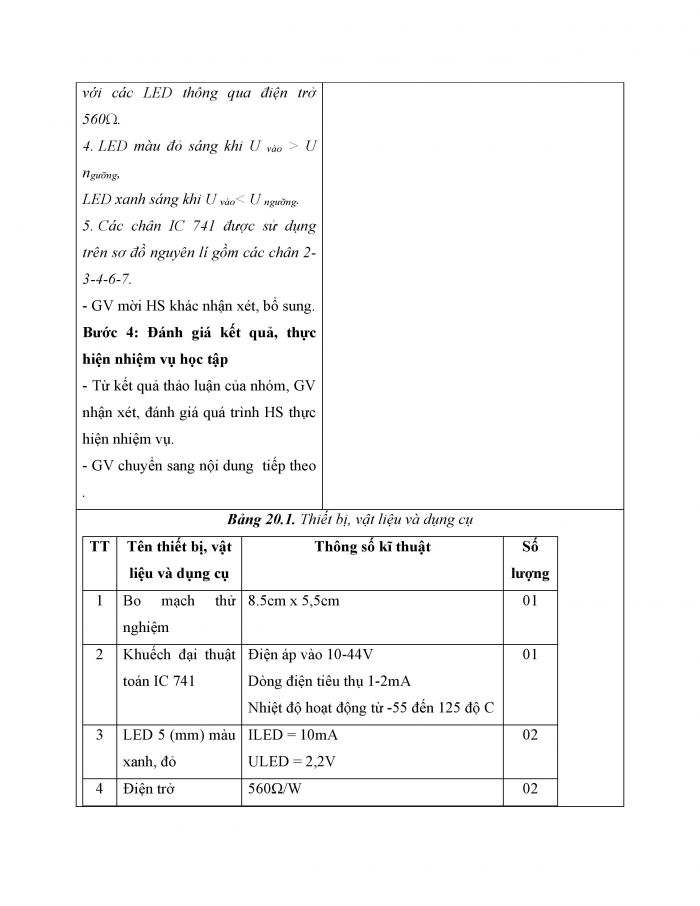 Giáo án và PPT công nghệ 12 điện - điện tử Cánh diều bài 20: Thực hành Lắp ráp mạch so sánh