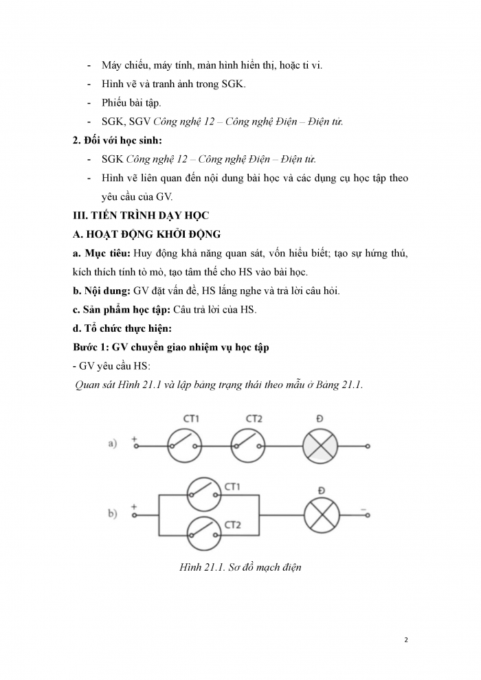 Giáo án và PPT công nghệ 12 điện - điện tử Cánh diều bài 21: Tín hiệu trong điện tử số và các cổng logic cơ bản