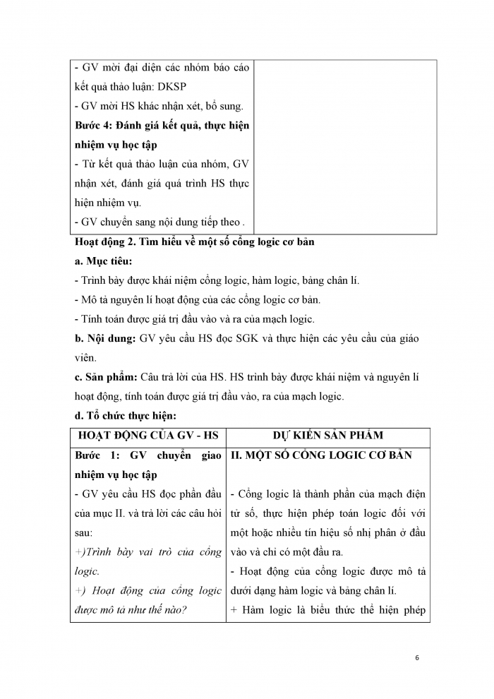 Giáo án và PPT công nghệ 12 điện - điện tử Cánh diều bài 21: Tín hiệu trong điện tử số và các cổng logic cơ bản