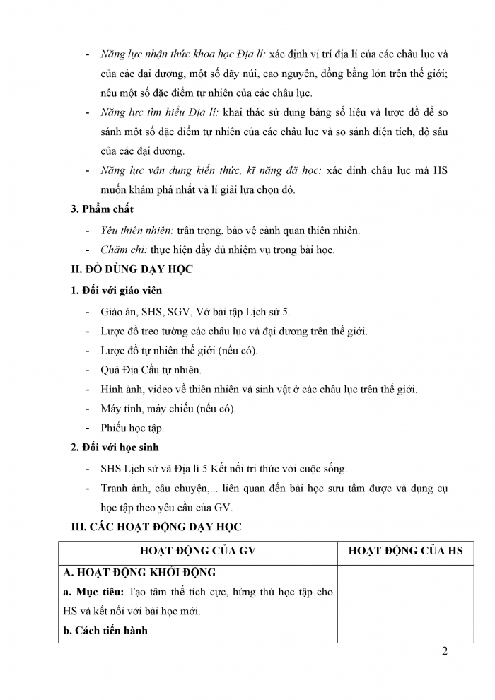 Giáo án và PPT Lịch sử và địa lí 5 Kết nối bài 22: Các châu lục và đại dương trên thế giới