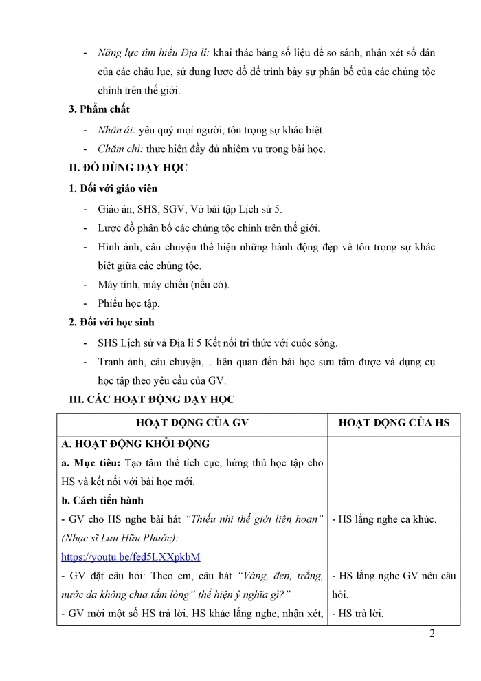 Giáo án và PPT Lịch sử và địa lí 5 Kết nối bài 23: Dân số và các chủng tộc chính trên thế giới