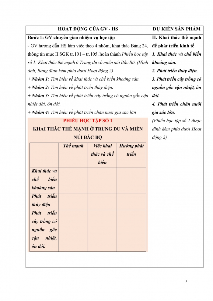 Giáo án và PPT Địa lí 12 chân trời bài 24: Khai thác thế mạnh ở Trung du và miền núi Bắc Bộ