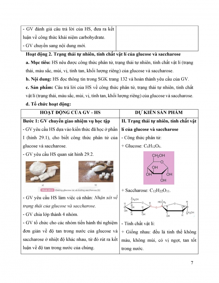 Giáo án và PPT KHTN 9 kết nối Bài 29: Carbohydrate. Glucose và saccharose