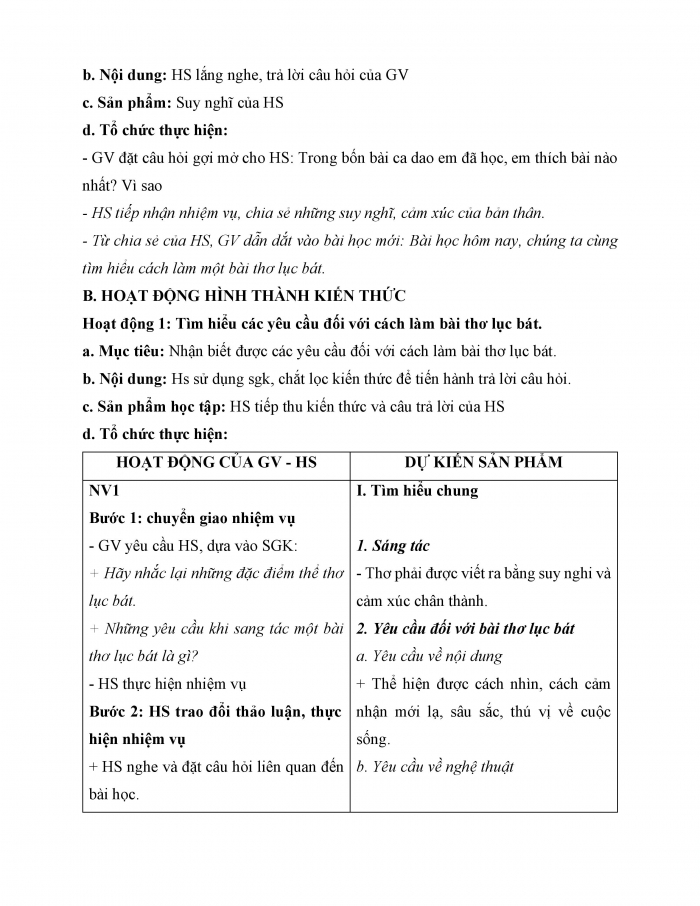 Giáo án và PPT Ngữ văn 6 chân trời Bài 3: Làm một bài thơ lục bát