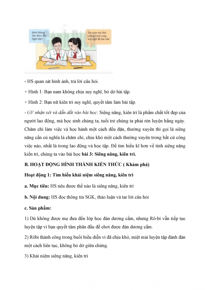 Giáo án và PPT Công dân 6 cánh diều Bài 3: Siêng năng, kiên trì