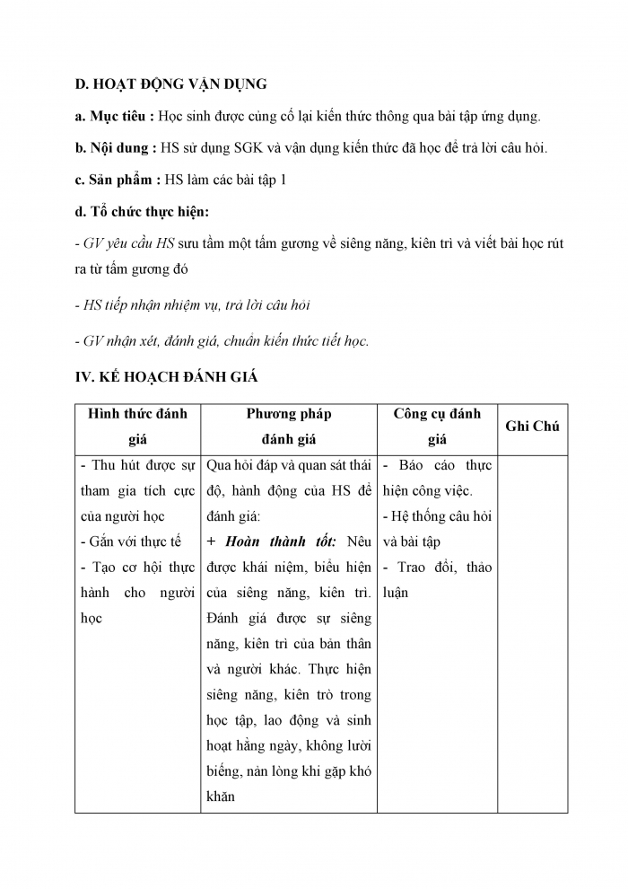 Giáo án và PPT Công dân 6 kết nối Bài 3: Siêng năng, kiên trì