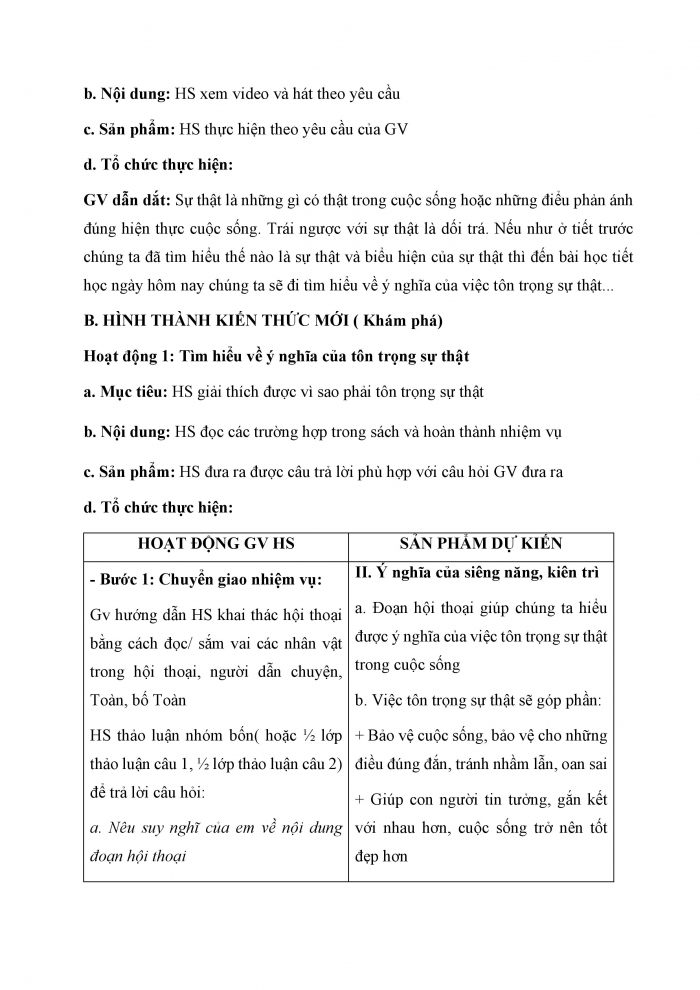 Giáo án và PPT Công dân 6 kết nối Bài 4: Tôn trọng sự thật