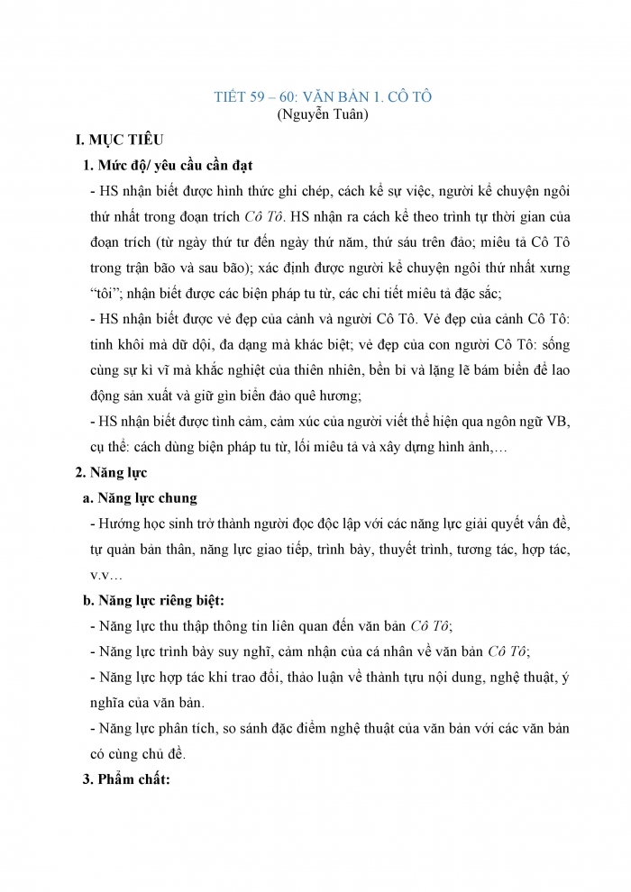 Giáo án và PPT Ngữ văn 6 kết nối Bài 5: Cô Tô