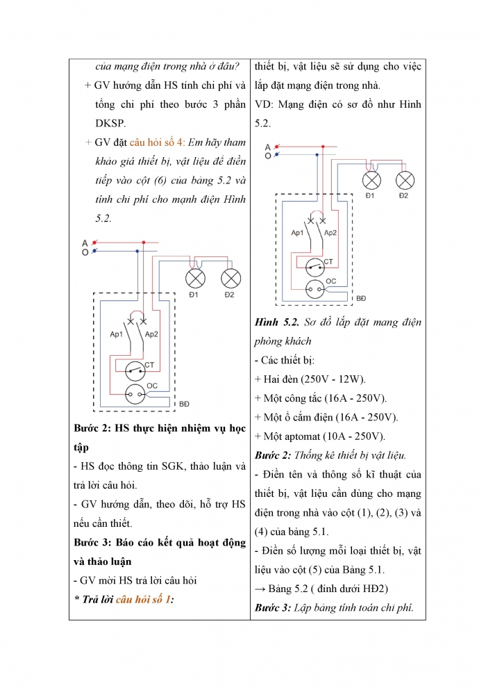 Giáo án và PPT công nghệ 9 lắp đặt mạng điện trong nhà Cánh diều bài 5: Tính toán chi phí cho mạng điện trong nhà