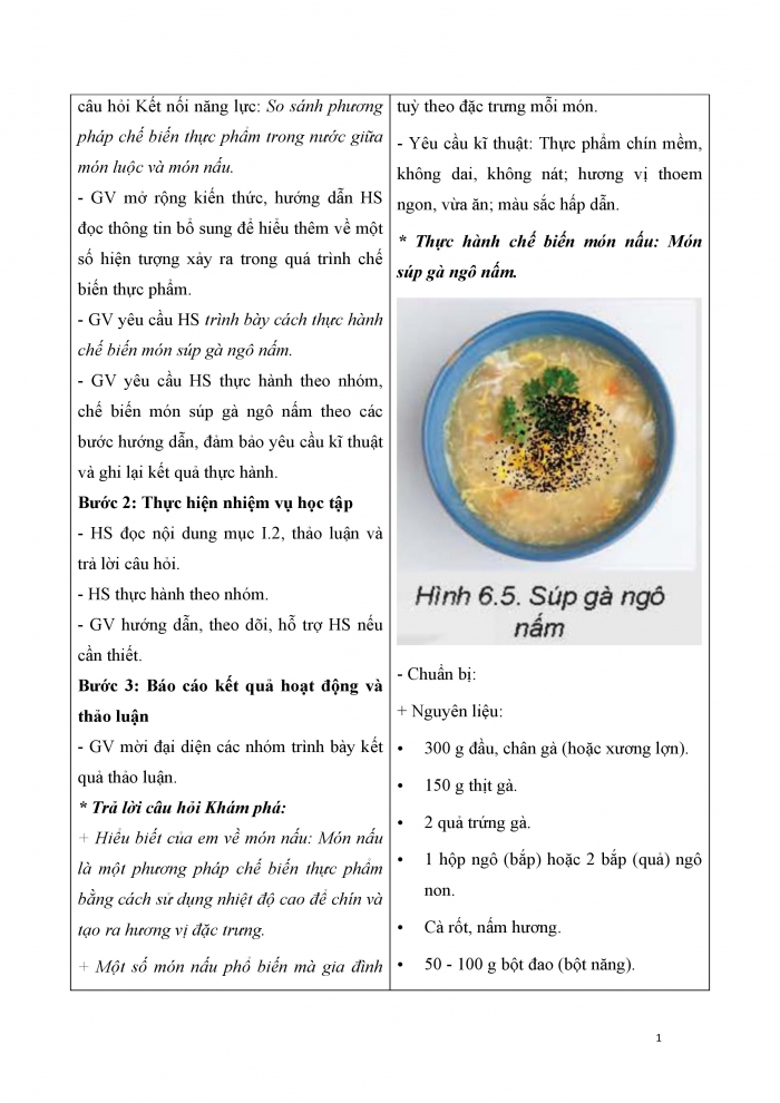 Giáo án và PPT Công nghệ 9 Chế biến thực phẩm Kết nối Bài 6: Chế biến thực phẩm có sử dụng nhiệt