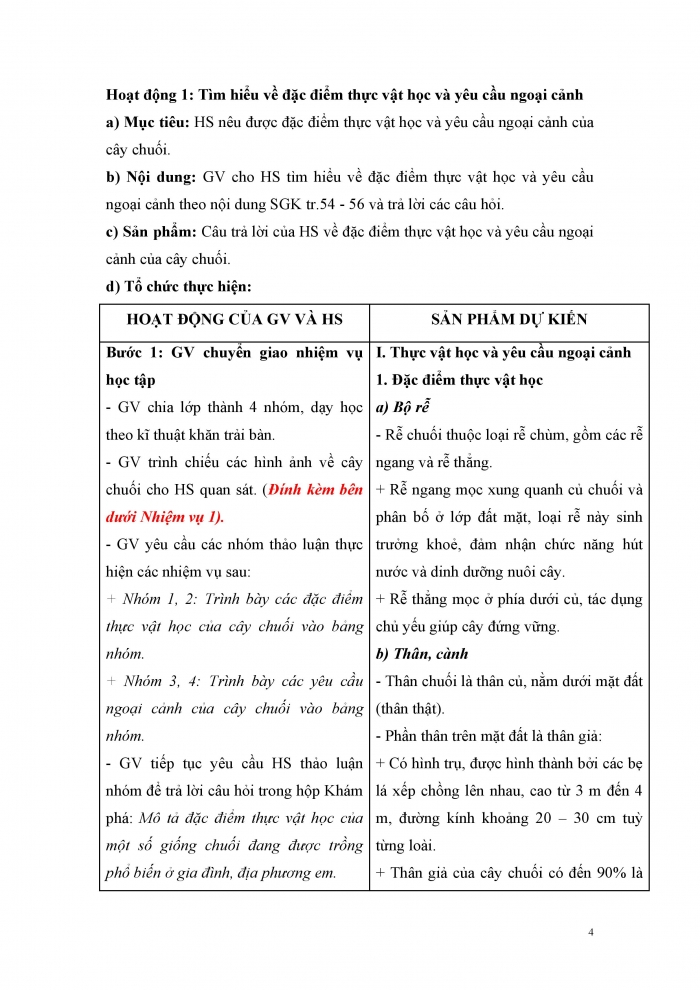 Giáo án và PPT Công nghệ 9 Trồng cây ăn quả Kết nối Bài 7: Kĩ thuật trồng và chăm sóc cây chuối