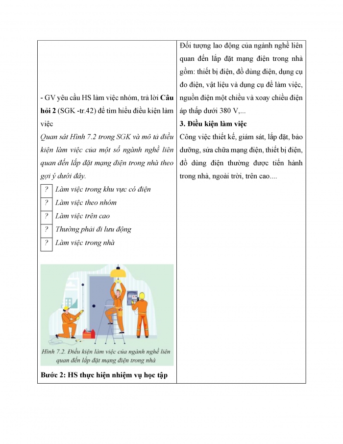 Giáo án và PPT công nghệ 9 lắp đặt mạng điện trong nhà Cánh diều bài 7: Một số ngành nghề liên quan đến lắp đặt mạng điện trong nhà