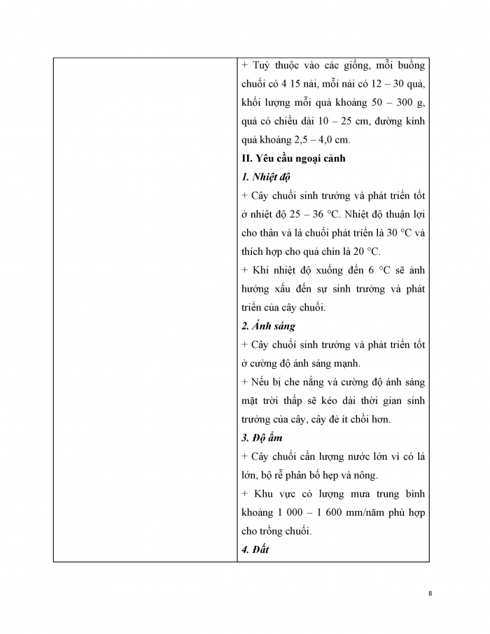 Giáo án và PPT công nghệ 9 trồng cây ăn quả Cánh diều bài 9: Kĩ thuật trồng và chăm sóc cây chuối