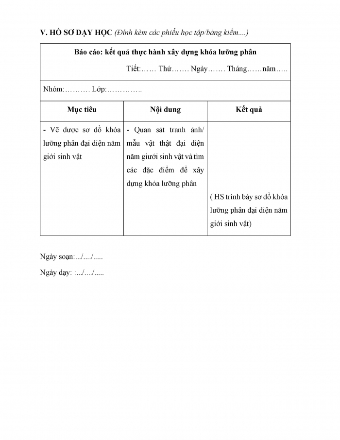 Giáo án và PPT KHTN 6 chân trời Bài 23: Thực hành xây dựng khoá lưỡng phân