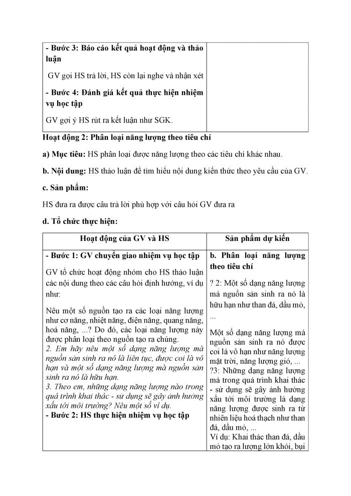 Giáo án và PPT KHTN 6 chân trời Bài 41: Năng lượng