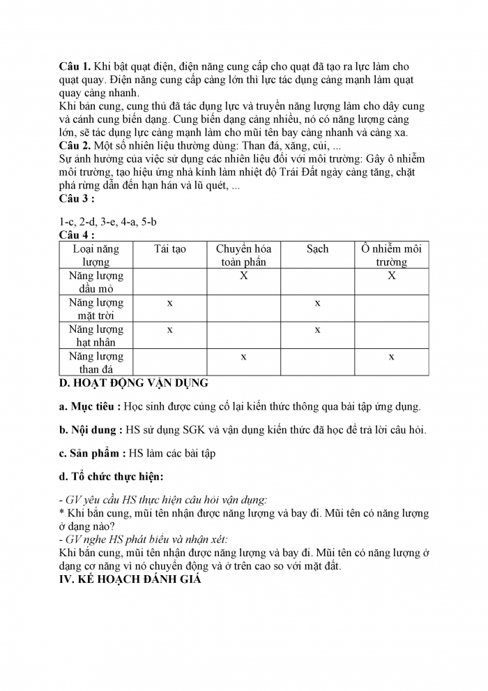 Giáo án và PPT KHTN 6 chân trời Bài 41: Năng lượng