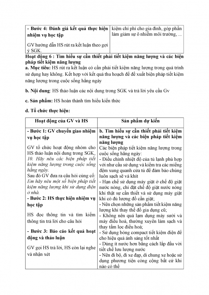 Giáo án và PPT KHTN 6 chân trời Bài 42: Bảo toàn năng lượng và sử dụng năng lượng