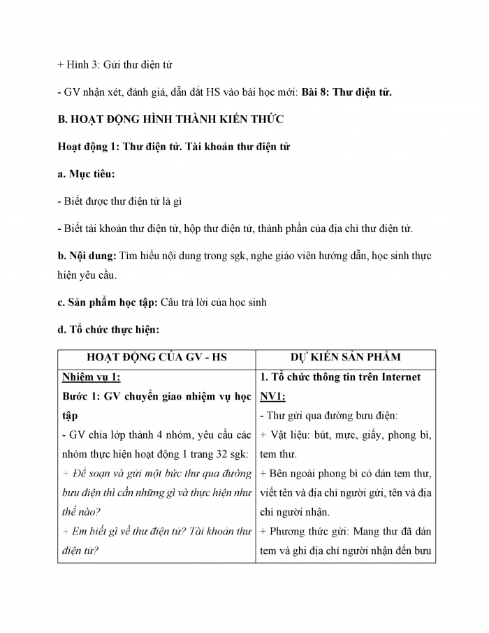 Giáo án và PPT Tin học 6 kết nối Bài 8: Thư điện tử