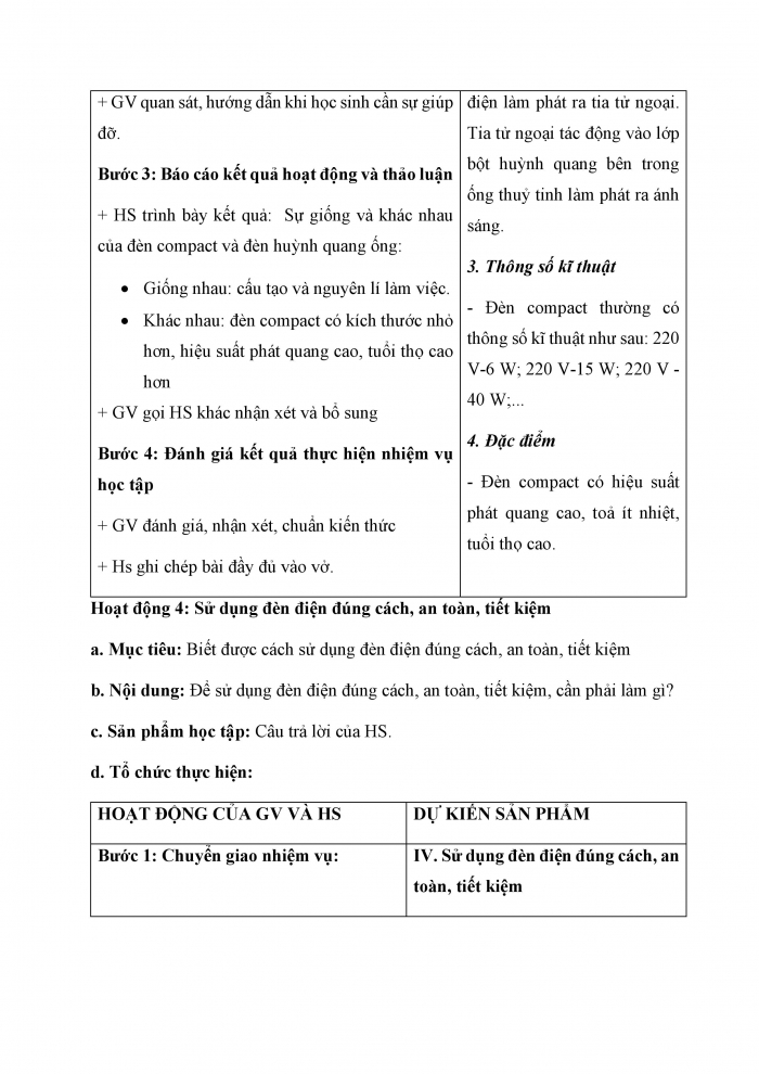 Giáo án và PPT Công nghệ 6 cánh diều Bài 12: Đèn điện