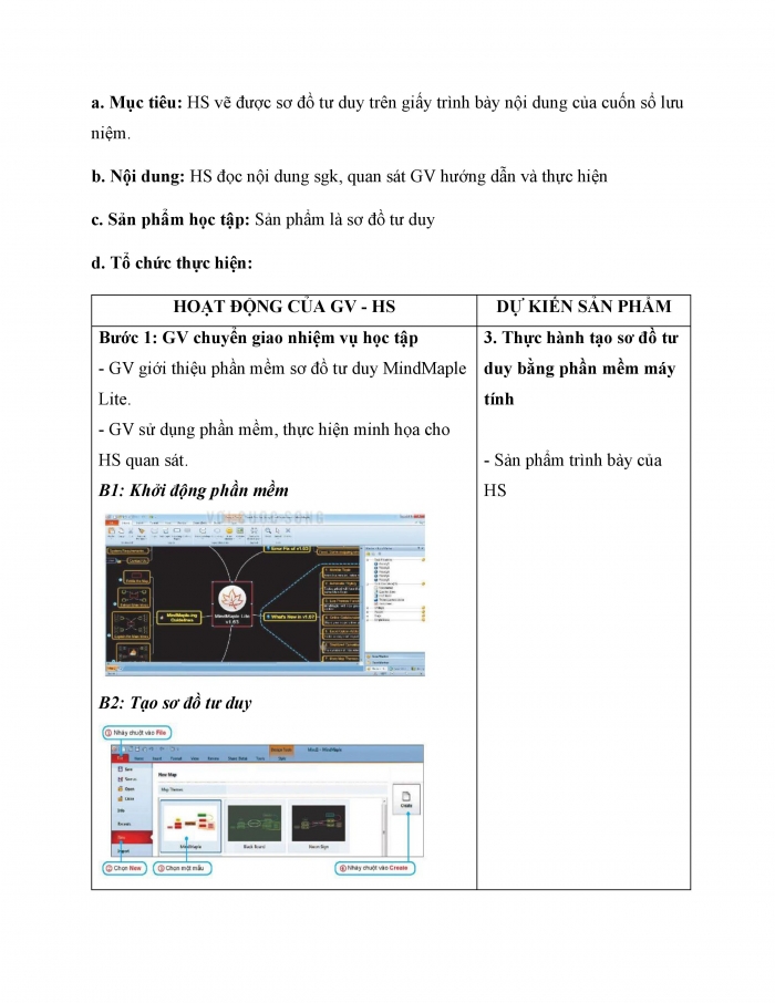 Giáo án và PPT Tin học 6 kết nối Bài 10: Sơ đồ tư duy
