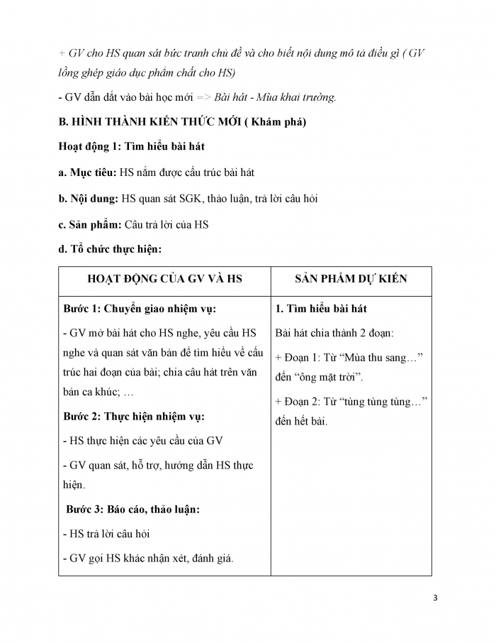 Giáo án và PPT Âm nhạc 6 chân trời Chủ đề 1: Vui bước đến trường